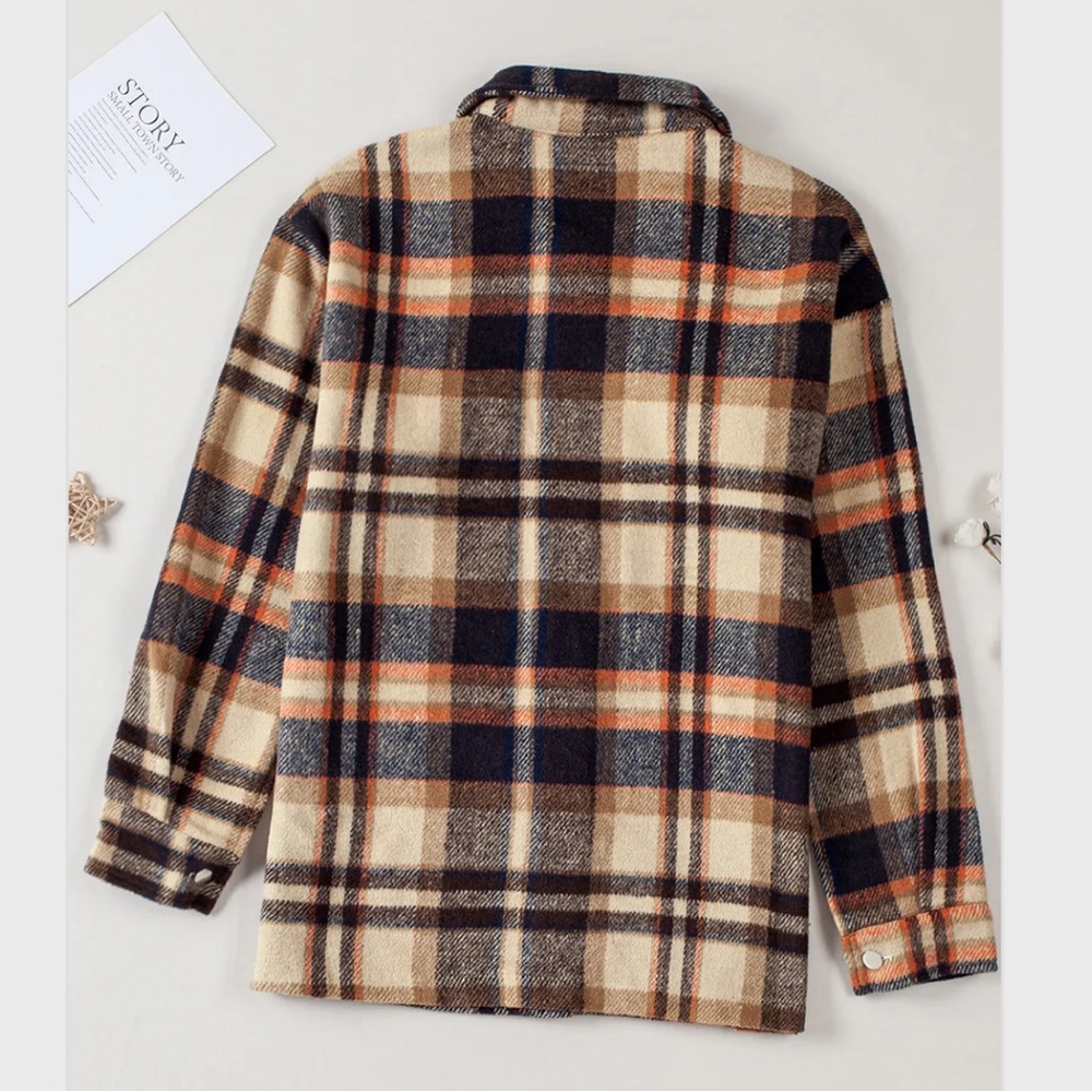Oversized Flannel Shirt Jacket Shacket Plaid Flannel Button up Small - Picture 3 of 8